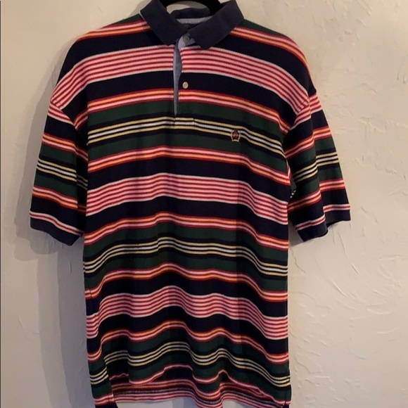 Tommy Hilfiger Vtg Polo Striped Shirt 90s Sz MED - Picture 1 of 5